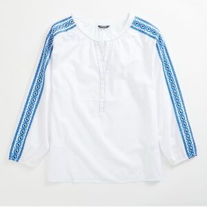 Nautica White and Blue Embroidered Tunic